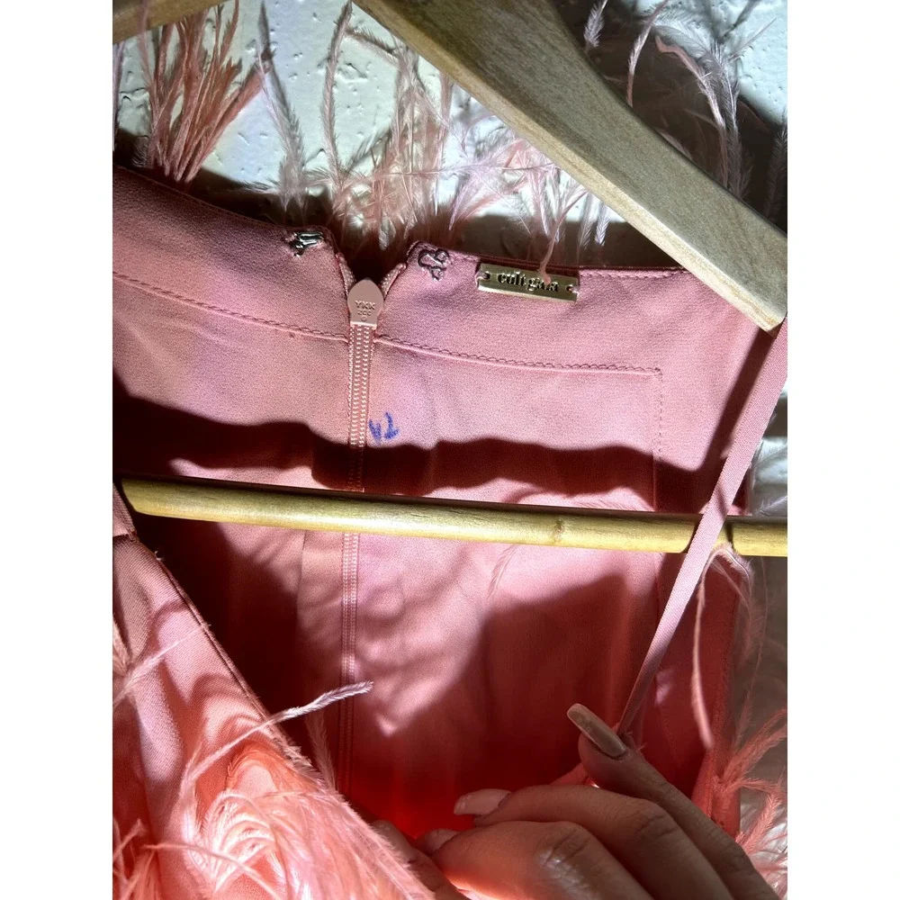cult gaia Pink Feathered Mini Dress - Picture 4 of 8